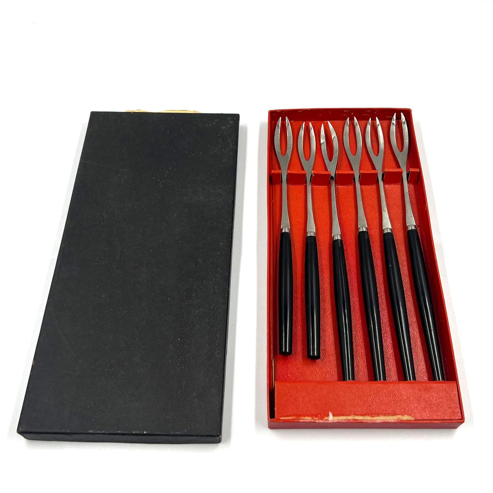 Vintage Set Fondue Forks MidCentury Modern Set 6 Pieces In Original Box